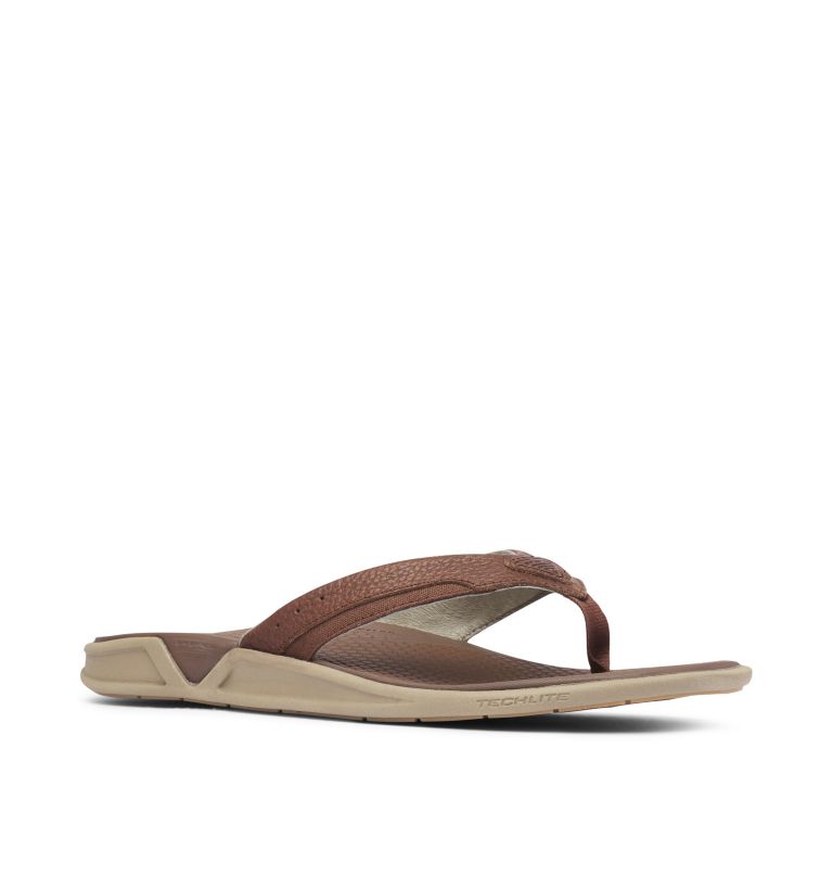 Khaki Columbia PFG Rostra™ II Leather Men's Flip Flops | BWK983PY